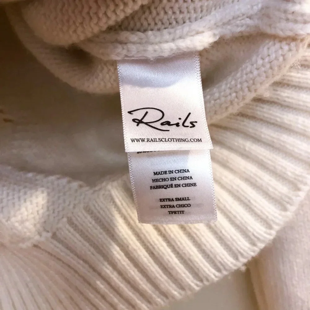 NEW Rails Francis Knit Lace Crew Neck Wool Cashmere Sweater in Ivory Women's XS - Picture 4 of 6